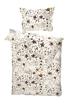Turiform sengetøj - 140x200 cm - Tilde Beige - 100% bomuldssatin sengesæt - Blomstret sengetøj